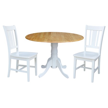 International Concepts 42 in. Dual Drop Leaf Table with 2 Splat Back Dining Chairs - 3 Piece Dining Set K02-42DP-C08-10P